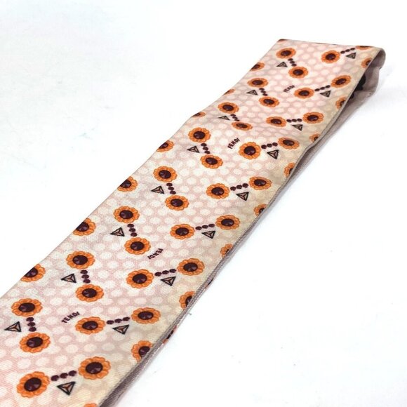 FENDI Band Scarf Rappie Flower pattern Scarf silk Pink Based - Picture 5 of 12